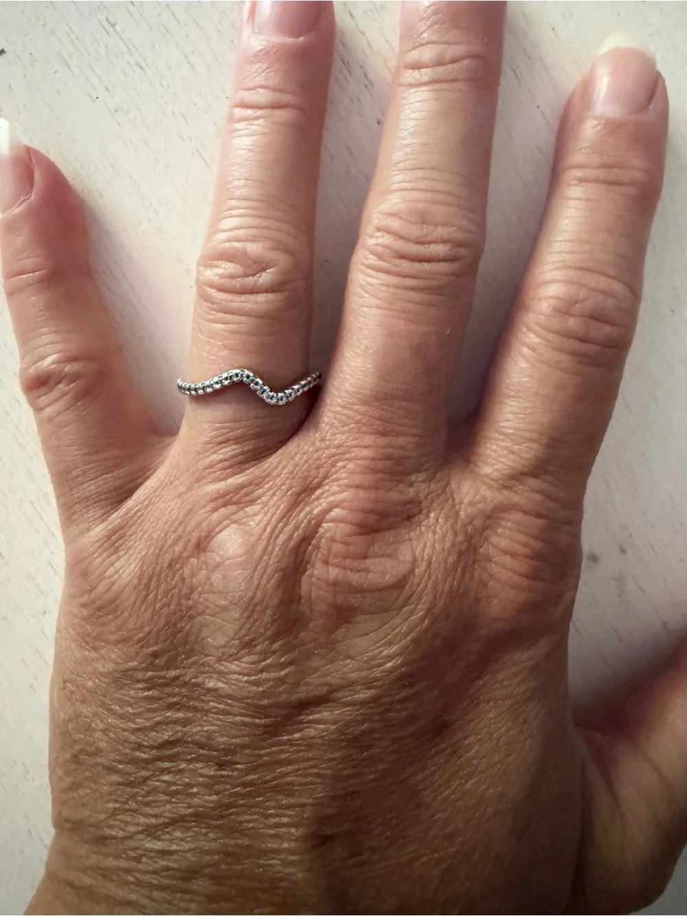 Pandora Silver Wavy Ring with Clear Stones